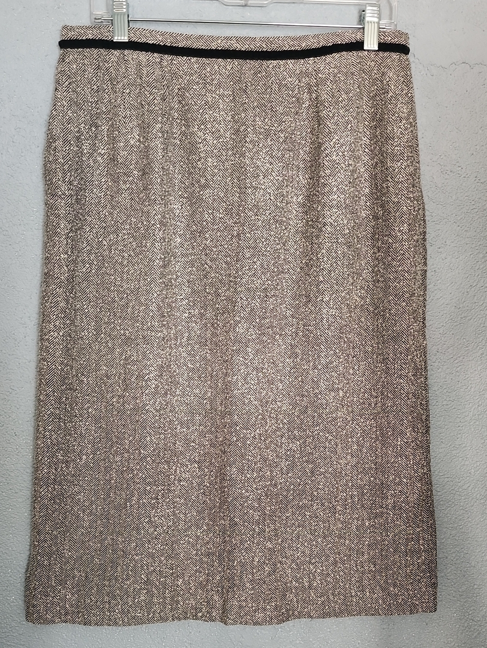Koret Brown Tweed Midi Skirt with Black Trim
